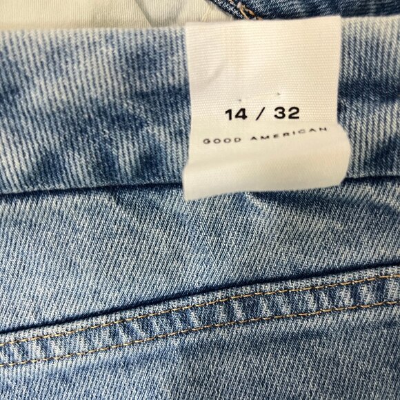 Good American Women's The Weekender Straight Leg Light Wash Jeans Size 14/32 - Picture 11 of 13